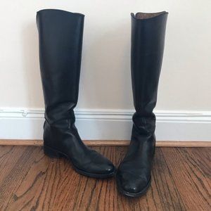 Loro Piana riding boots black leather gold zipper